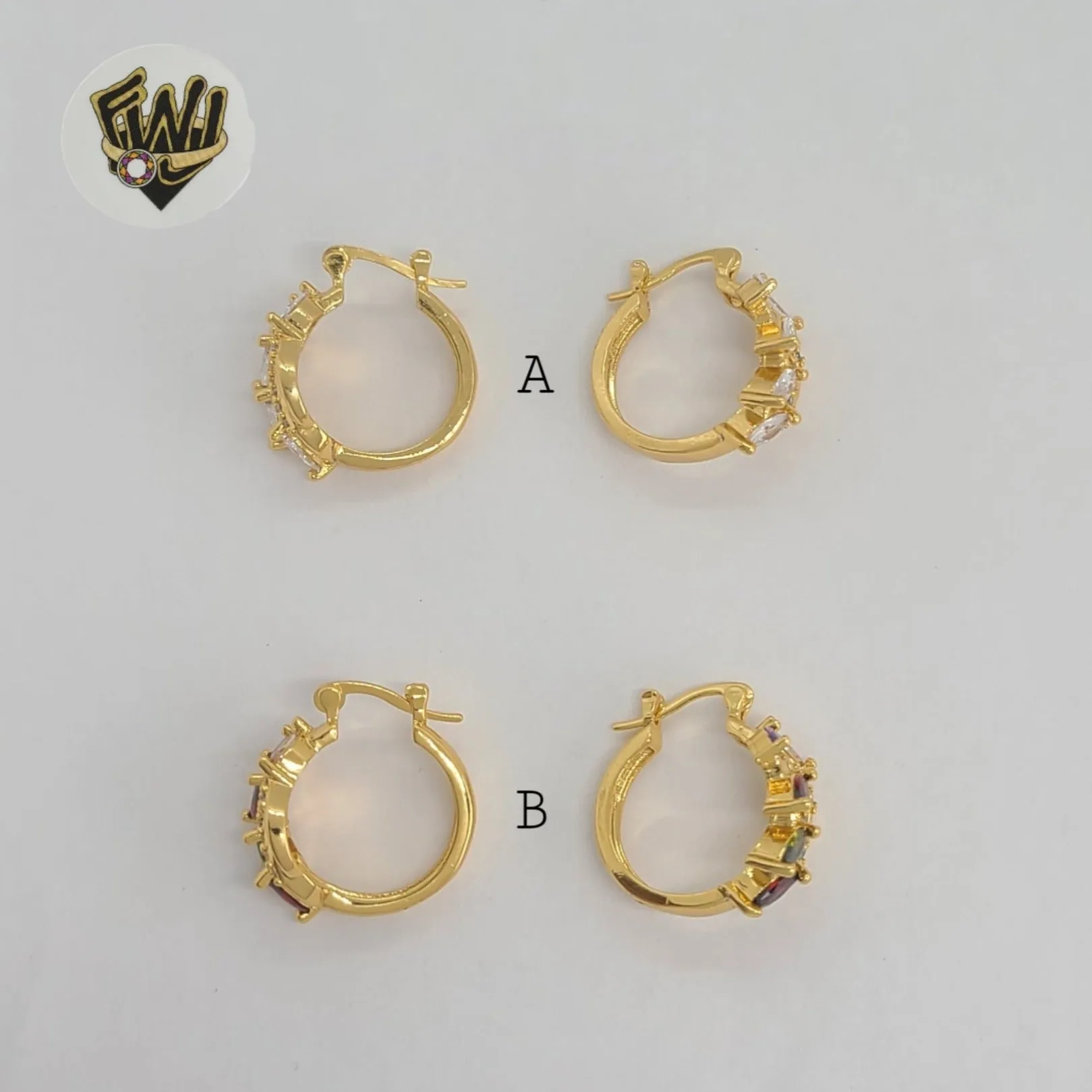 (1-2974) Gold Laminate - Zircon Leaf Hoops - BGO