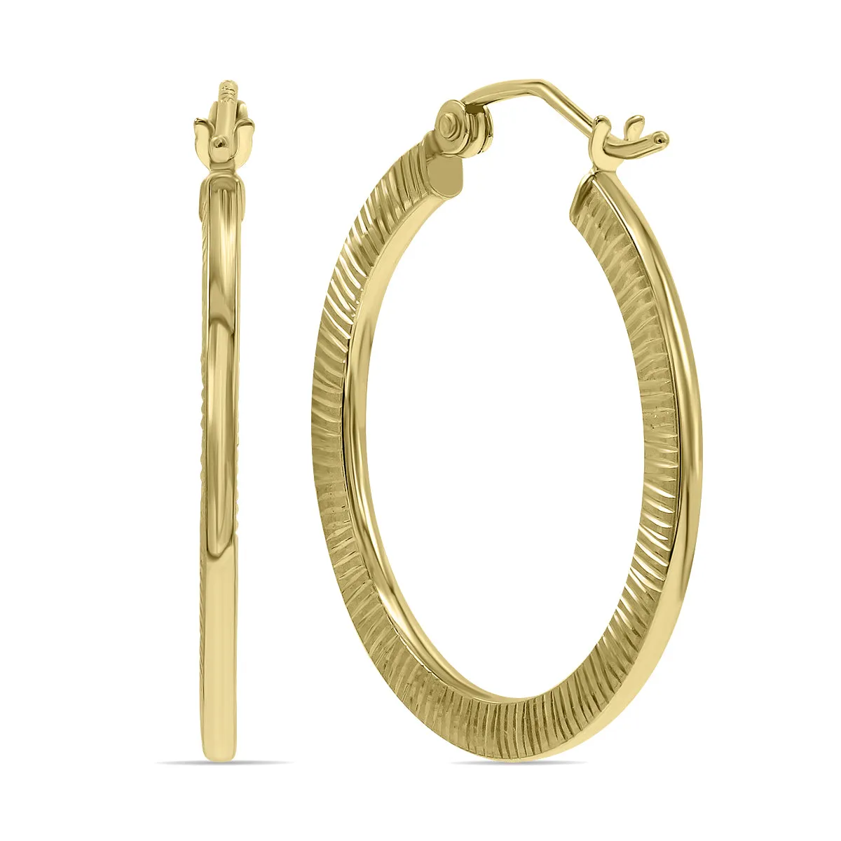 10K Yellow Gold Rigged Hoop Earrings