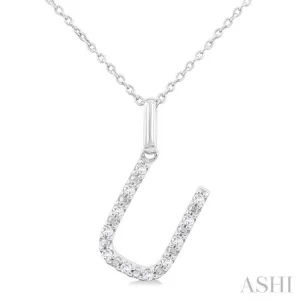 1/10 Ctw Initial 'U' Round Cut Diamond Fashion Pendant With Chain in Sterling Silver