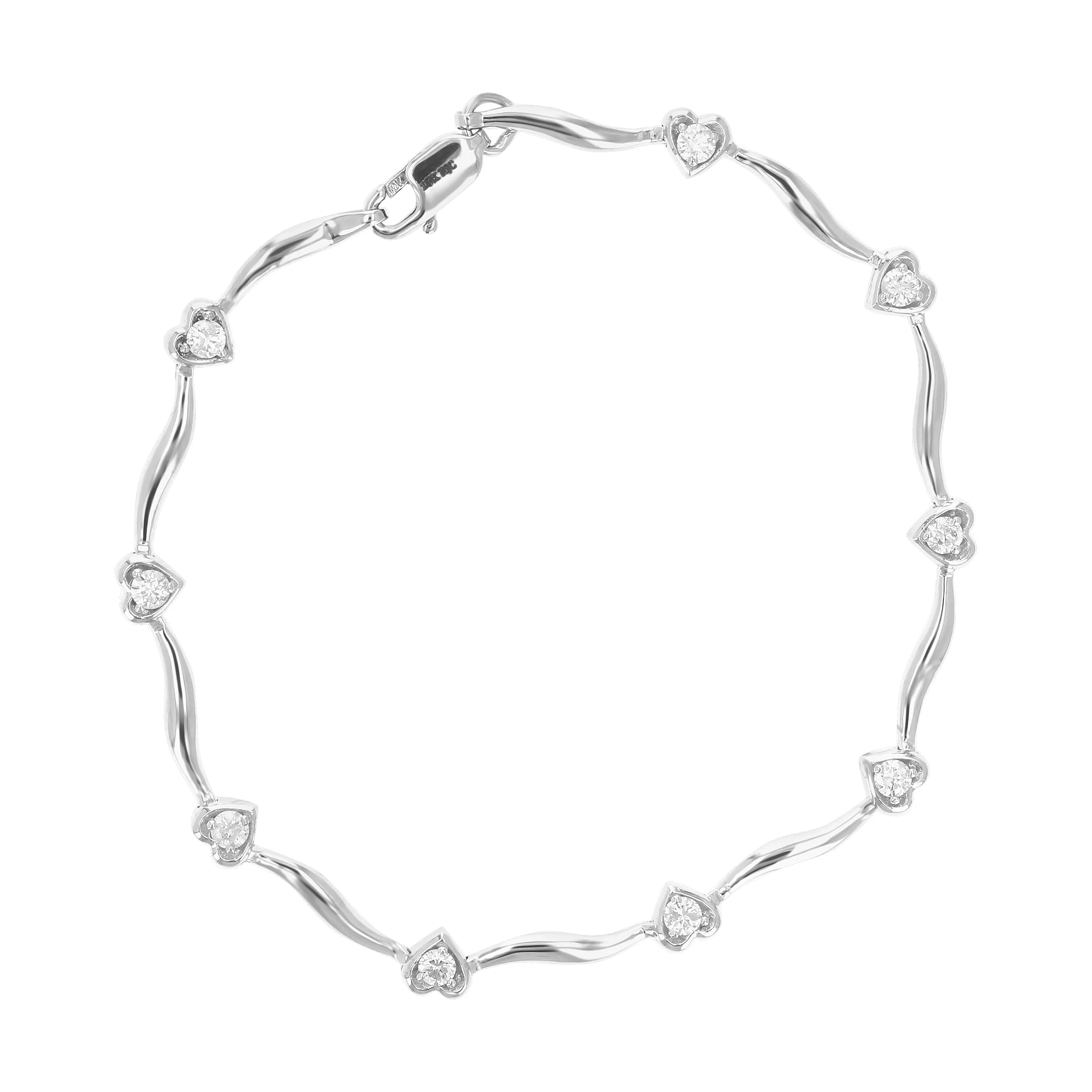 1/2 cttw Heart Diamond Tennis Bracelets in 10K White Gold