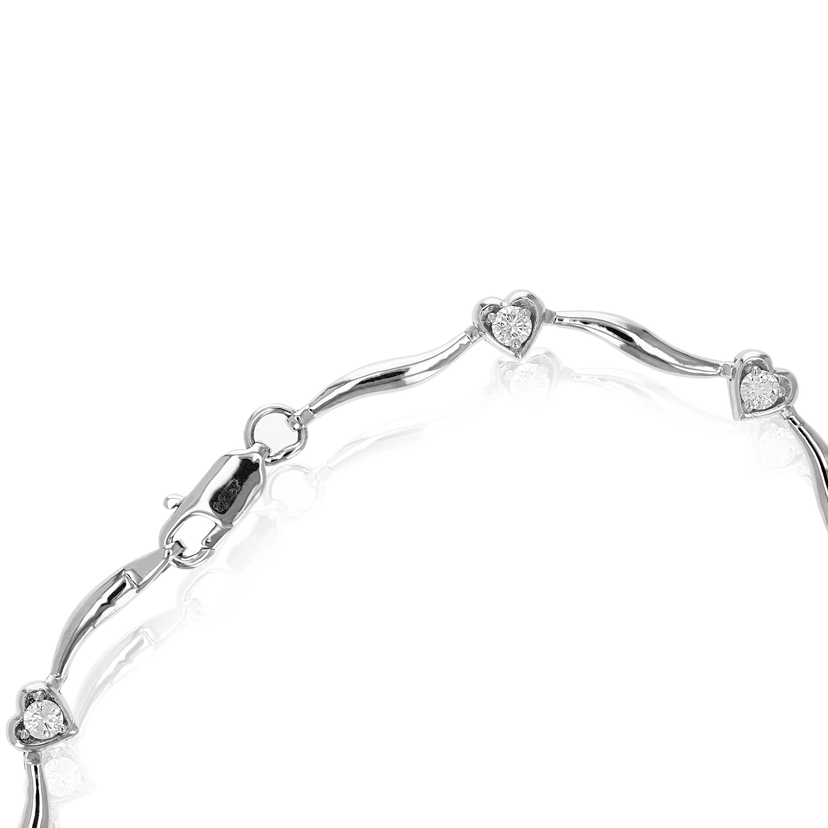 1/2 cttw Heart Diamond Tennis Bracelets in 10K White Gold