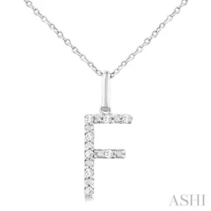 1/20 Ctw Initial 'F' Round Cut Diamond Fashion Pendant With Chain in Sterling Silver