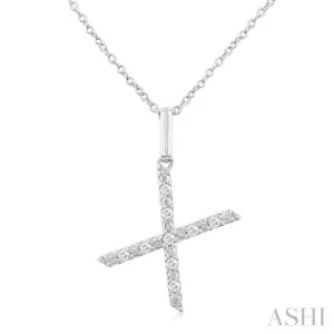 1/20 Ctw Initial 'X' Round Cut Diamond Fashion Pendant With Chain in Sterling Silver