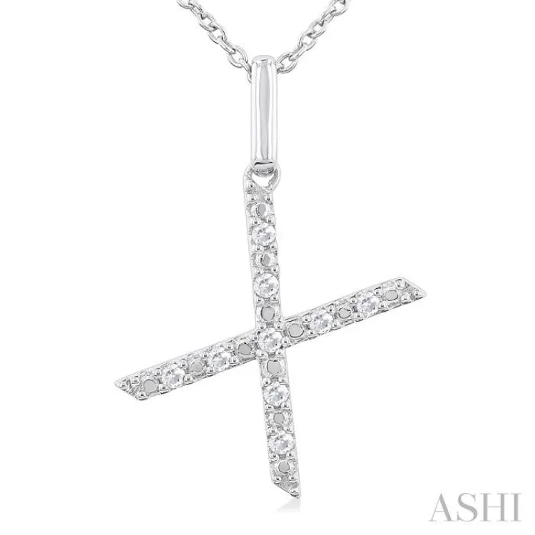 1/20 Ctw Initial 'X' Round Cut Diamond Fashion Pendant With Chain in Sterling Silver