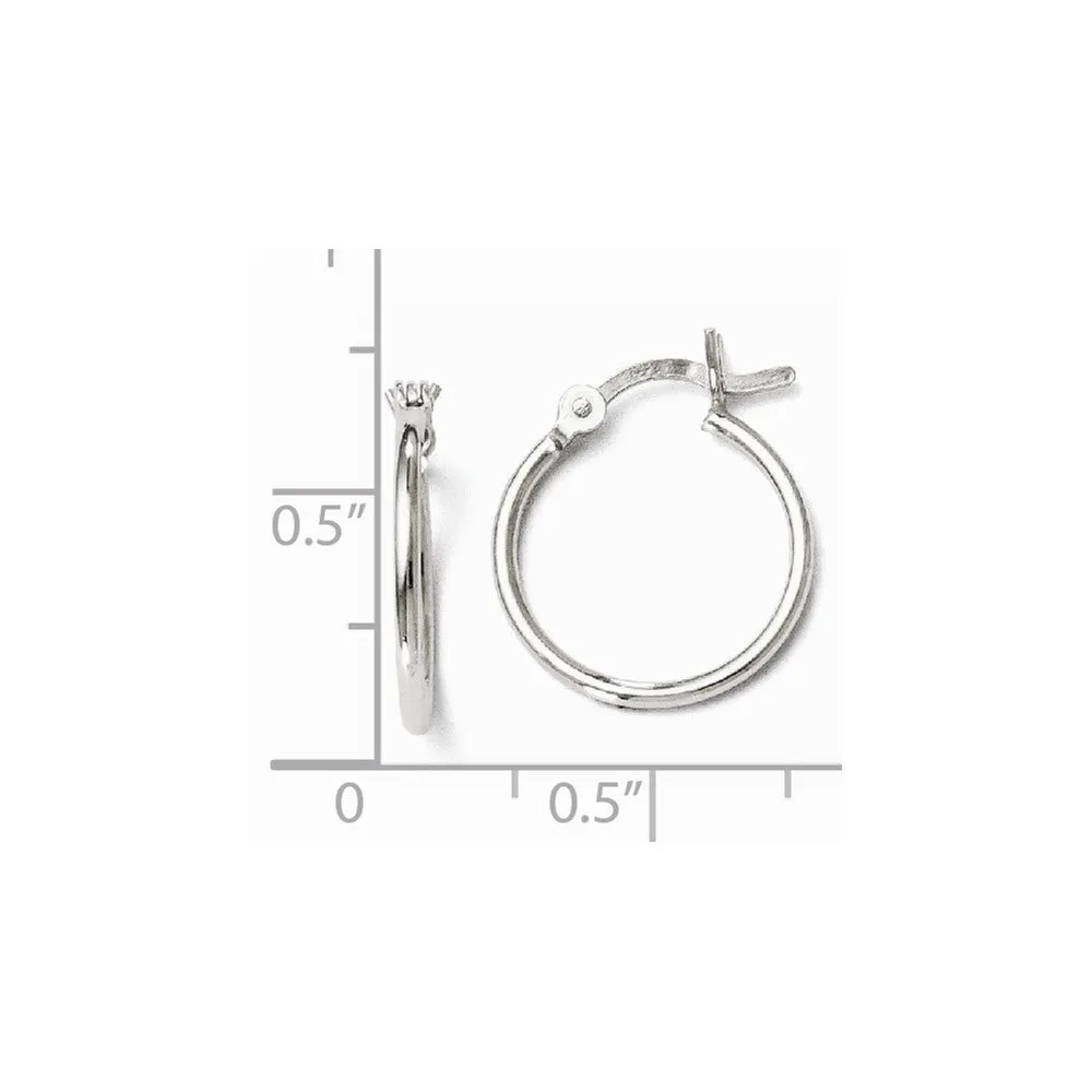 1.25mm Polished Sterling Silver Round Hoop Earrings, 15mm (9/16 in)