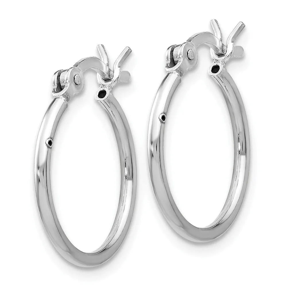 1.25mm Polished Sterling Silver Round Hoop Earrings, 15mm (9/16 in)