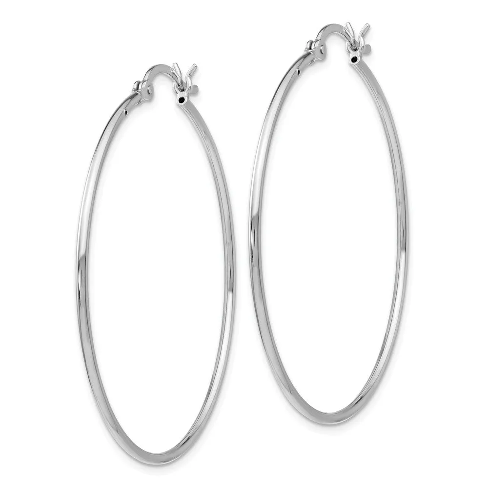 1.25mm Sterling Silver Polished Round Hoop Earrings, 40mm (1 1/2 in)