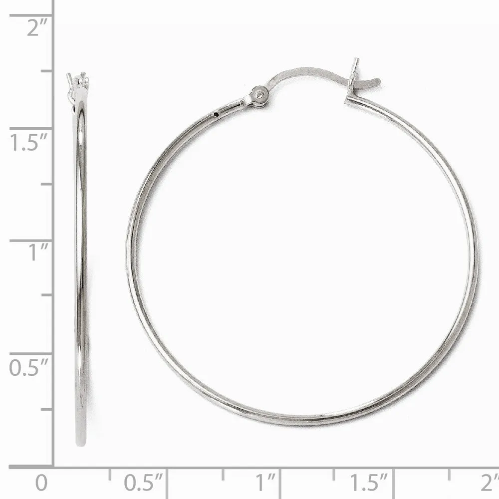 1.25mm Sterling Silver Polished Round Hoop Earrings, 40mm (1 1/2 in)