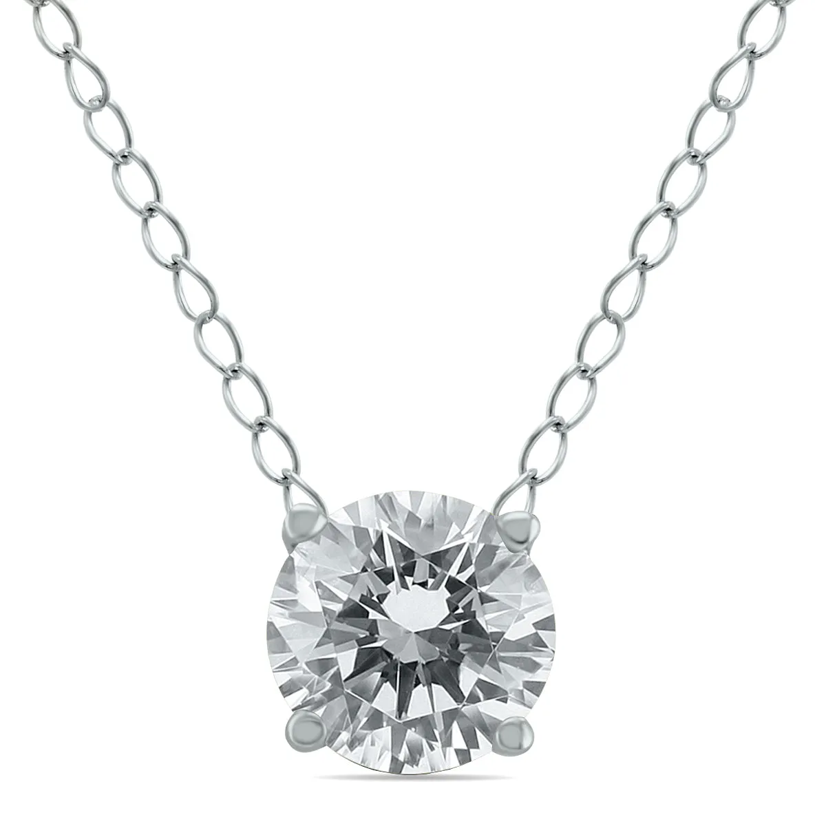 1/3 Carat Floating Round Diamond Solitaire Necklace In 14K White Gold