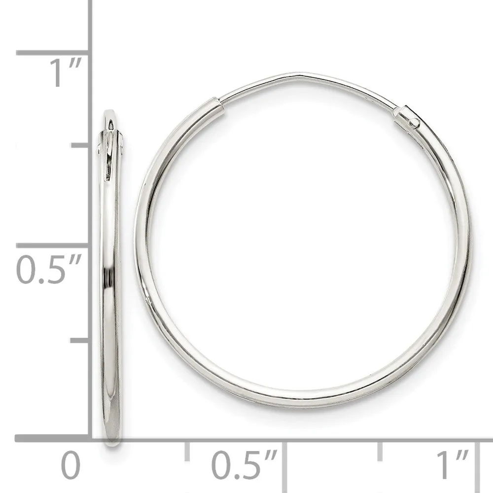 1.3mm, Sterling Silver, Endless Hoop Earrings - 22mm (7/8 Inch)