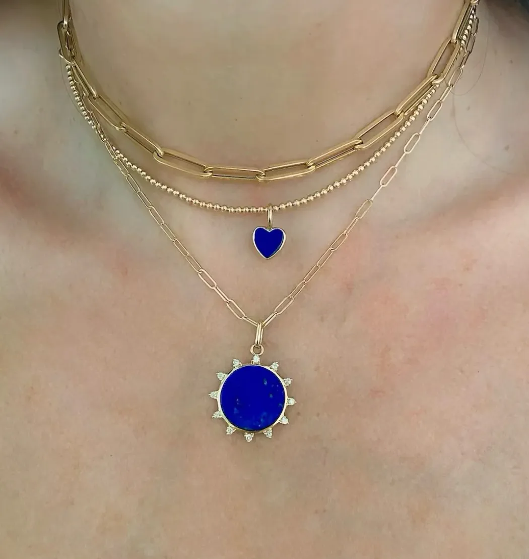 14K Diamond and Lapis Sun Charm