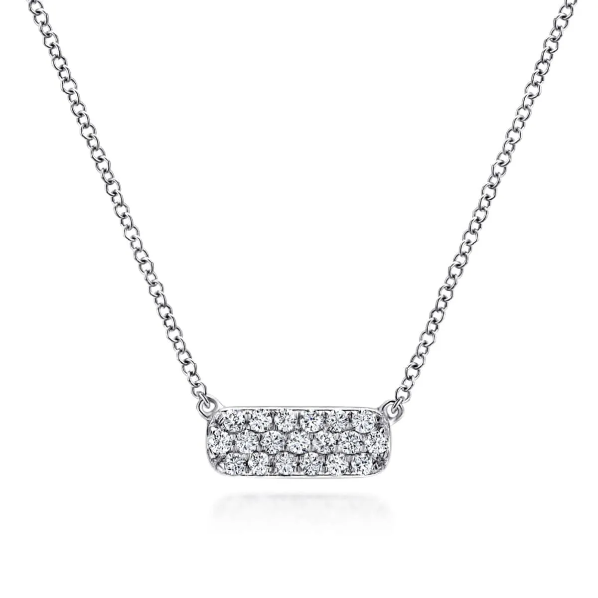 14K White Gold Pave Diamond Bar Necklace - NK4943W45JJ