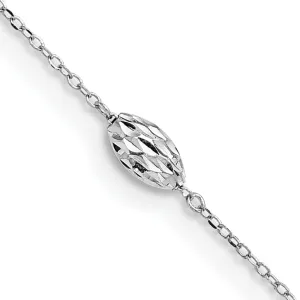 14k White Gold Puffed Rice Bead Anklet