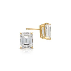 14KY Emerald Cut Studs