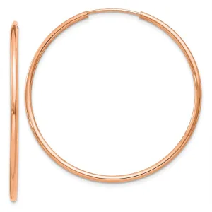 1.5mm x 38mm 14k Rose Gold Polished Endless Tube Hoop Earrings