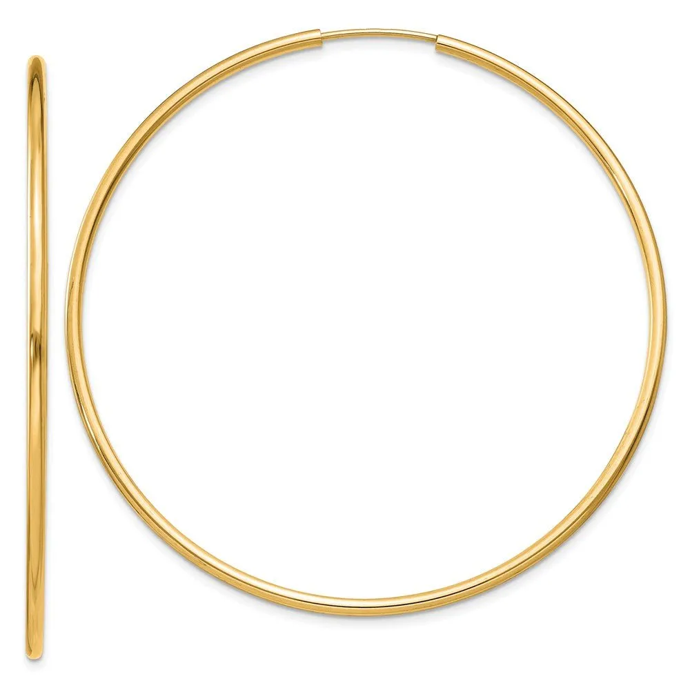 1.5mm x 52mm 14k Yellow Gold Polished Round Endless Hoop Earrings