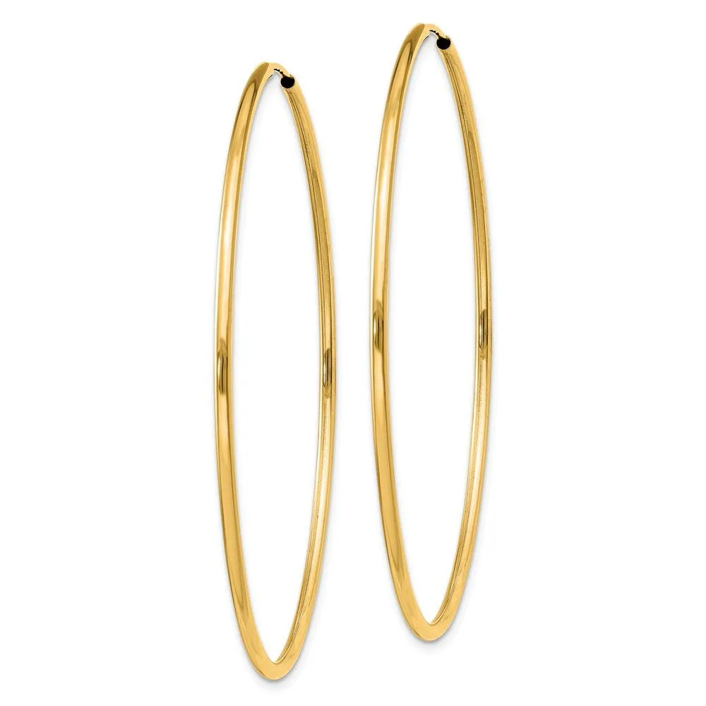 1.5mm x 52mm 14k Yellow Gold Polished Round Endless Hoop Earrings