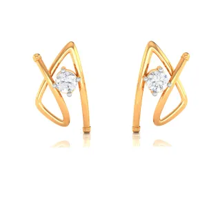 18k A-shape Gold & Diamond Earrings