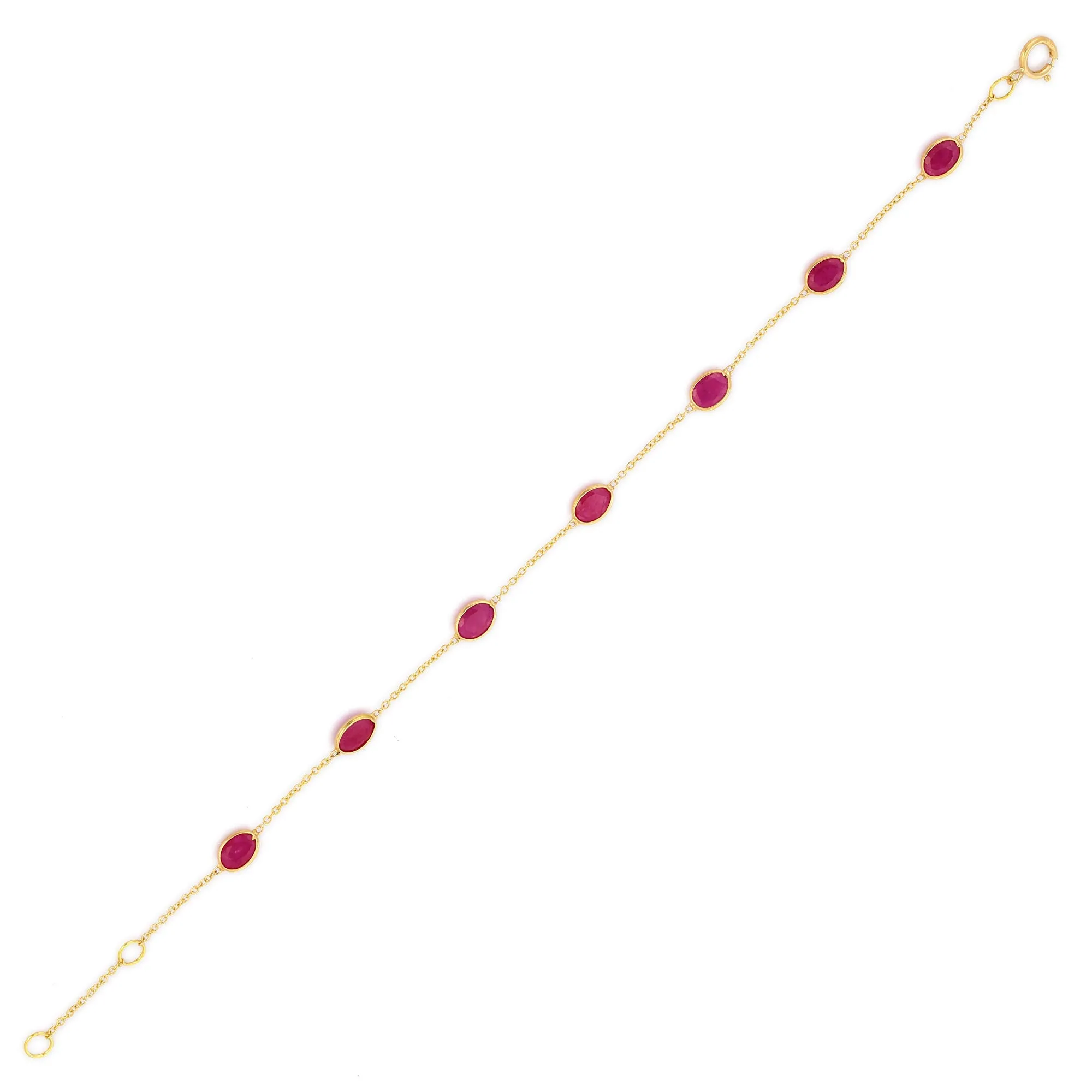 18K Yellow Gold Bracelet with Ruby Gemstone