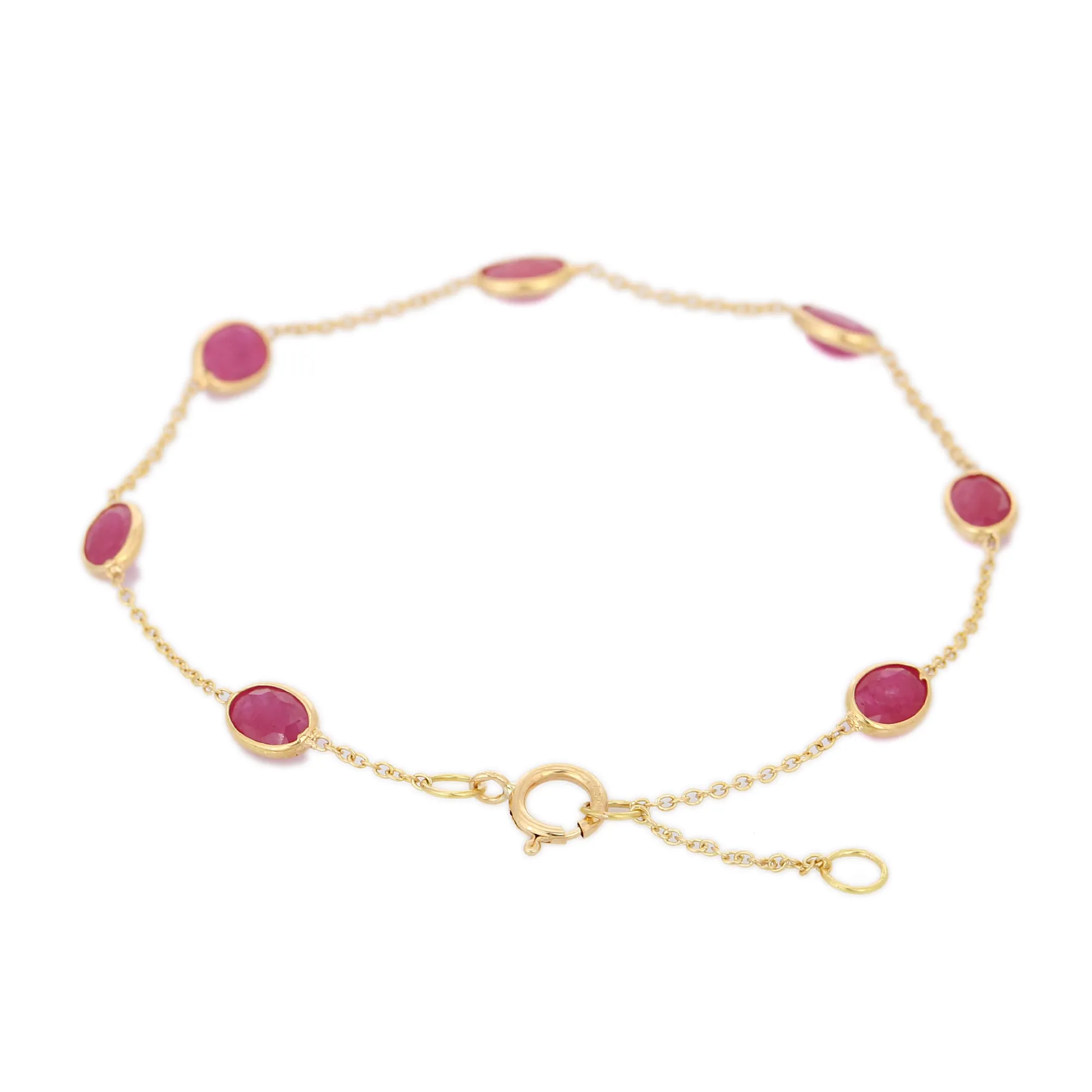 18K Yellow Gold Bracelet with Ruby Gemstone