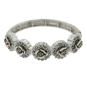 1928 Bridal Five Flowers Crystal Stretch Bracelet