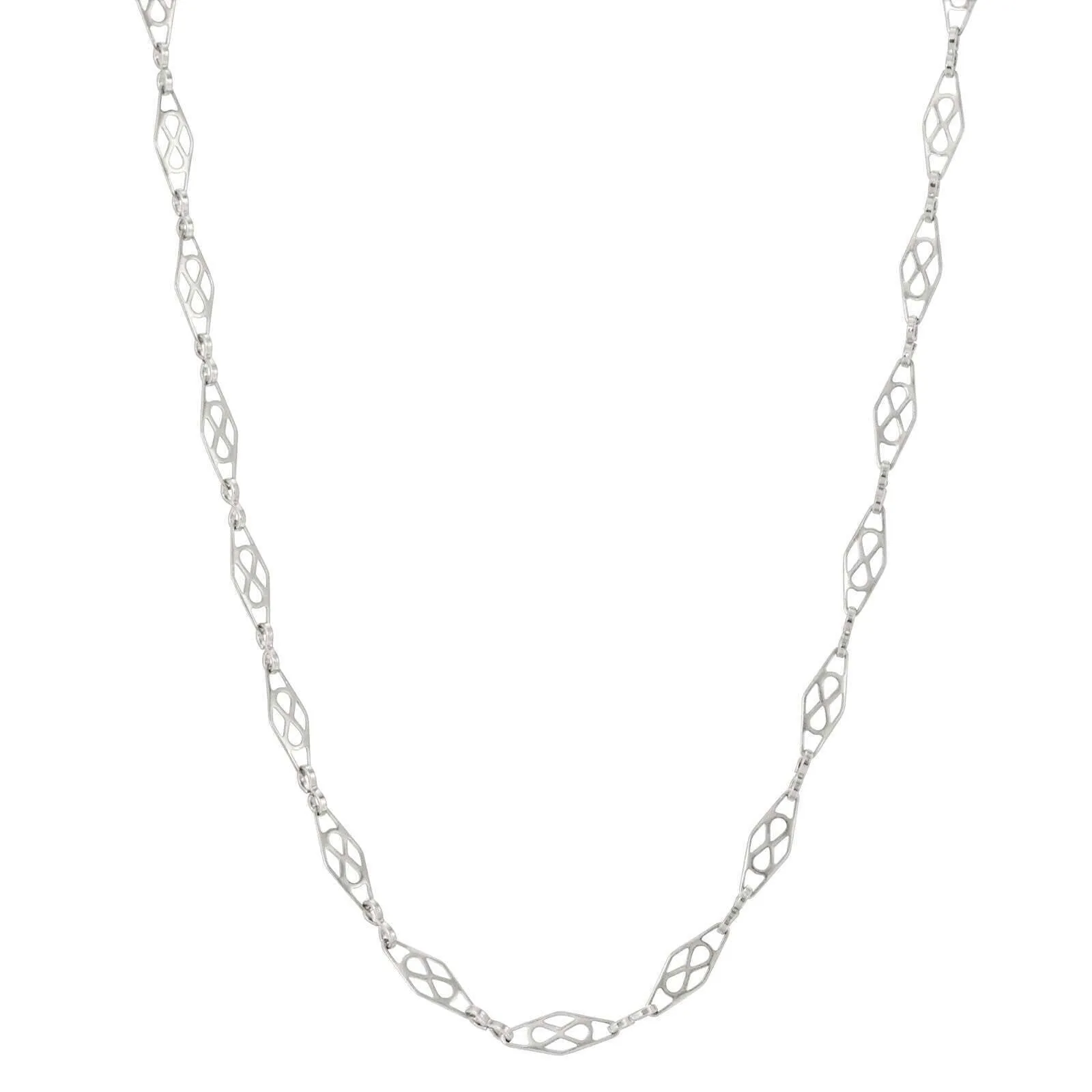 1928 Jewelry Diamond Shaped Pierced Chain Necklace 16"