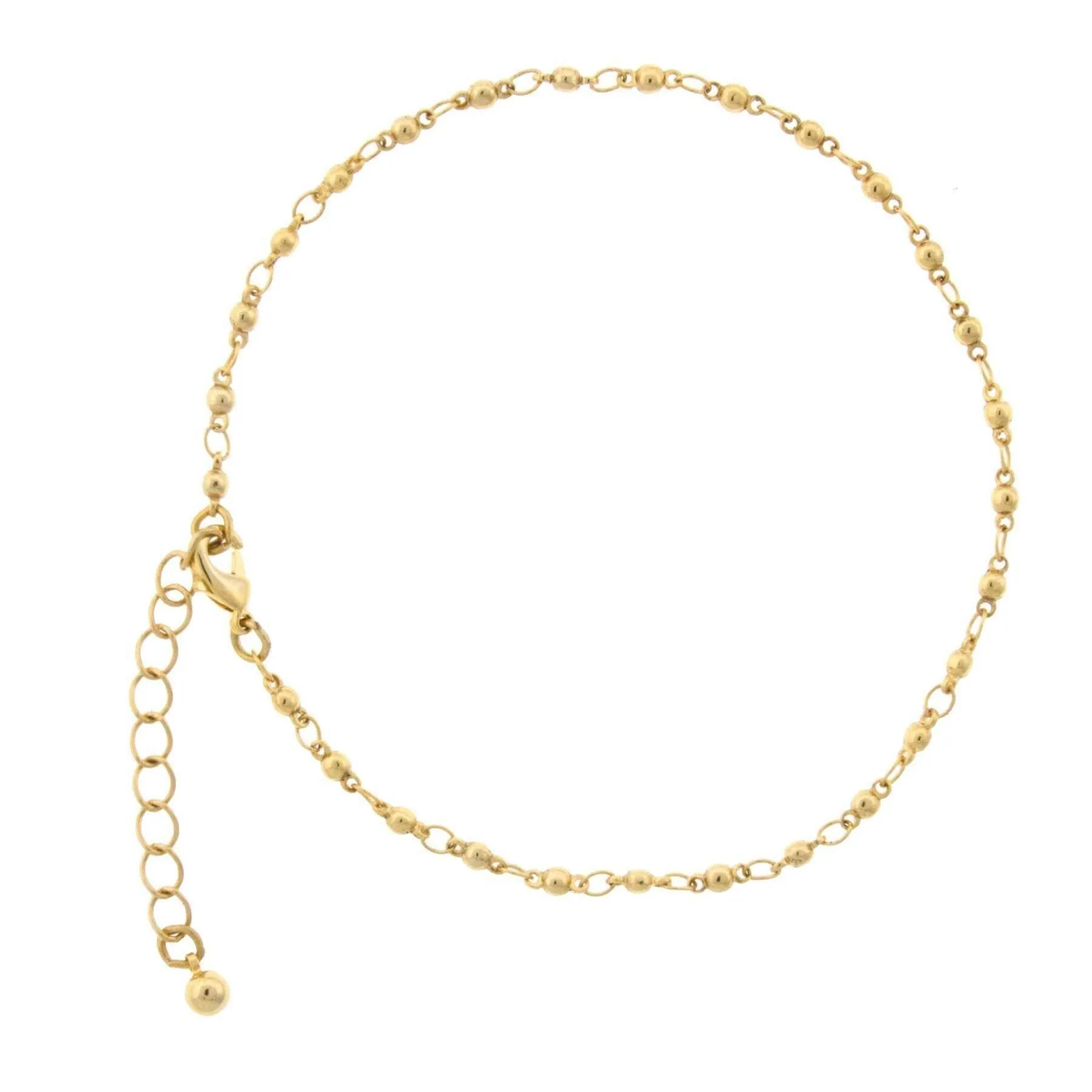 1928 Jewelry Gold Ball And Link Chain Anklet 9"   1.5" Extension