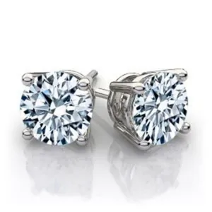 2.89 Carat T.W. Round Brilliant Cut White Gold Diamond Studs