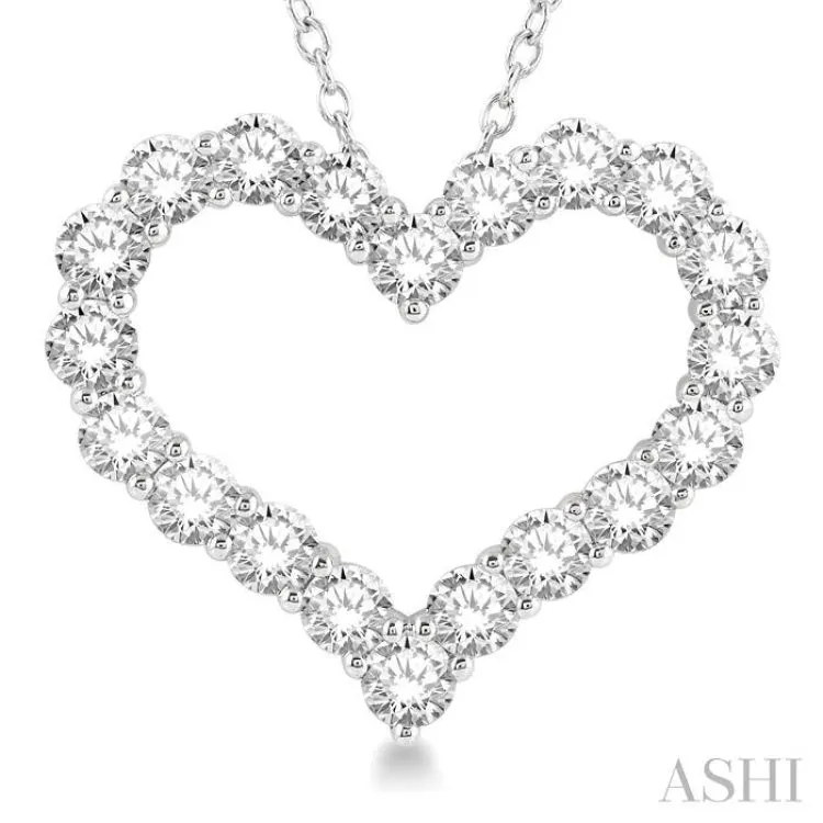 4 ctw Heart Shape Round Cut Diamond Pendant With Chain in 14K White Gold