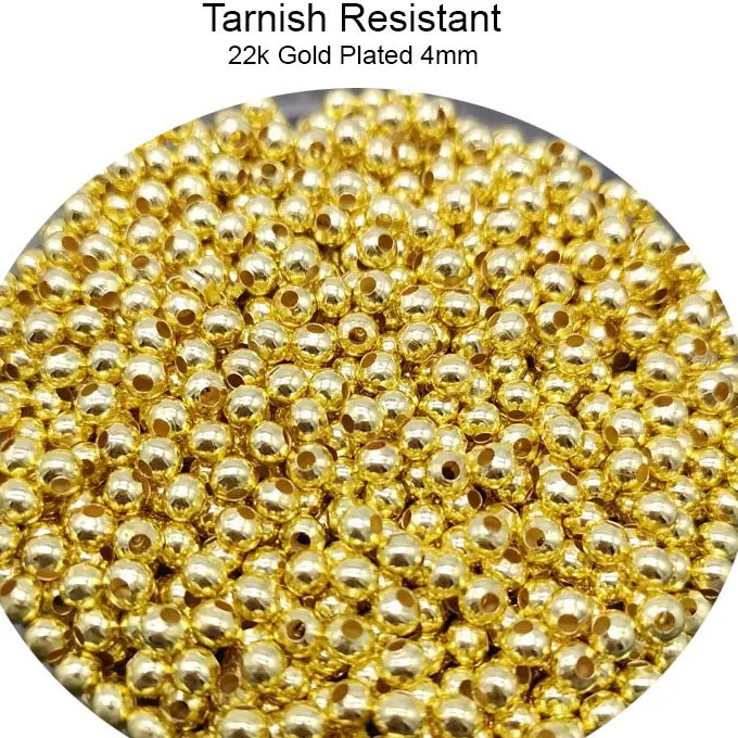 500pcs beads, 3mm smooth Round Spacer Metal Ball beads, Gold best quality of plating (not easy to fade)