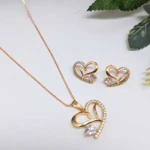 Aamrapali Rose Gold Plated AD Pendant Set