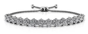 Adjustable Fleur Lab-Grown Diamond Bracelet with 1.72 ct.(finished) 1.5mm, 2mm