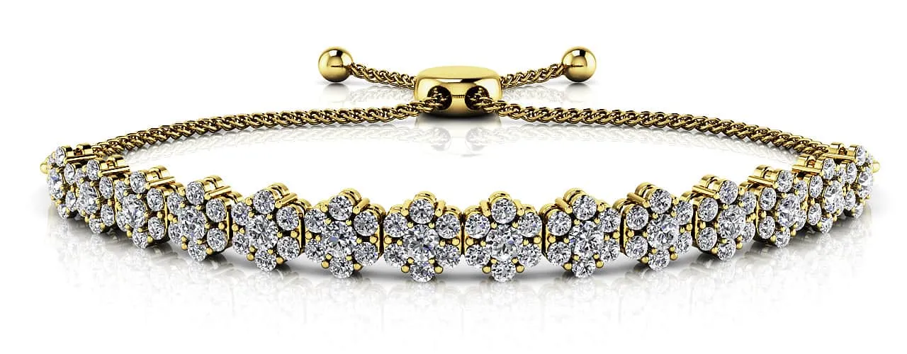 Adjustable Fleur Lab-Grown Diamond Bracelet with 1.93 ct.(finished) 1.7mm, 2.2mm