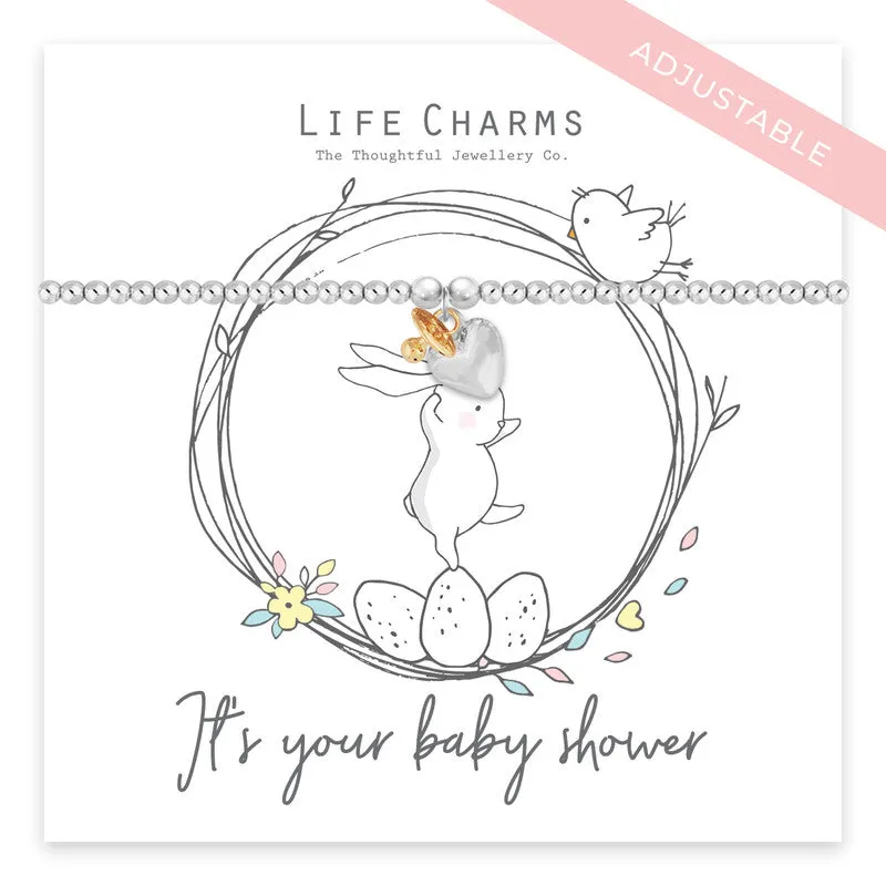 Adjustable Jewellery Silver Plated 'It's Your Baby Shower' Bracelet