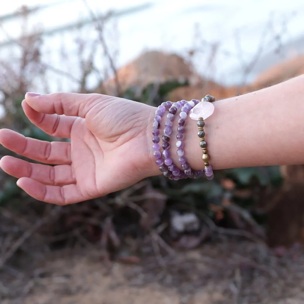 Amethyst and Rose Quartz Mala Bracelet