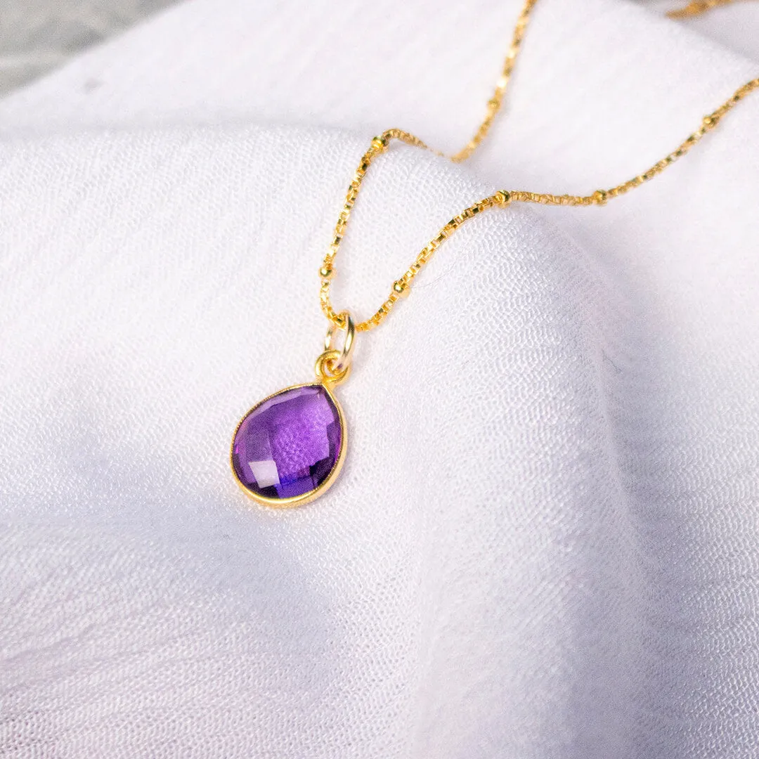 Amethyst Charm Necklace | Gold | February Birthstone