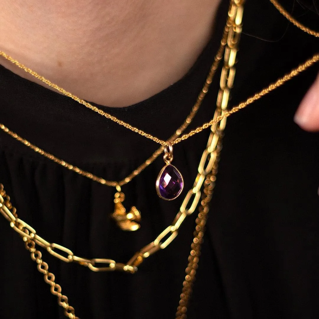 Amethyst Charm Necklace | Gold | February Birthstone