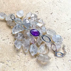 Amethyst Oval Gemstone Bracelet - Peony