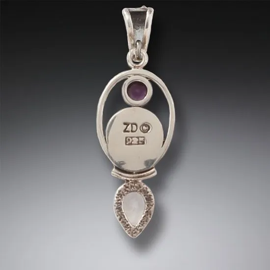 ANCIENT MAMMOTH TUSK, AMETHYST, MOONSTONE PENDANT - FINDING BALANCE