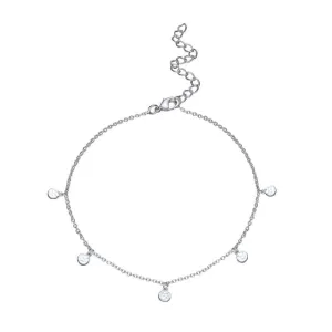 Anklet with Hammered Discs - Rhodium Plated