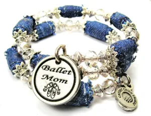 Ballet Mom Blue Jean Beaded Wrap Bracelet