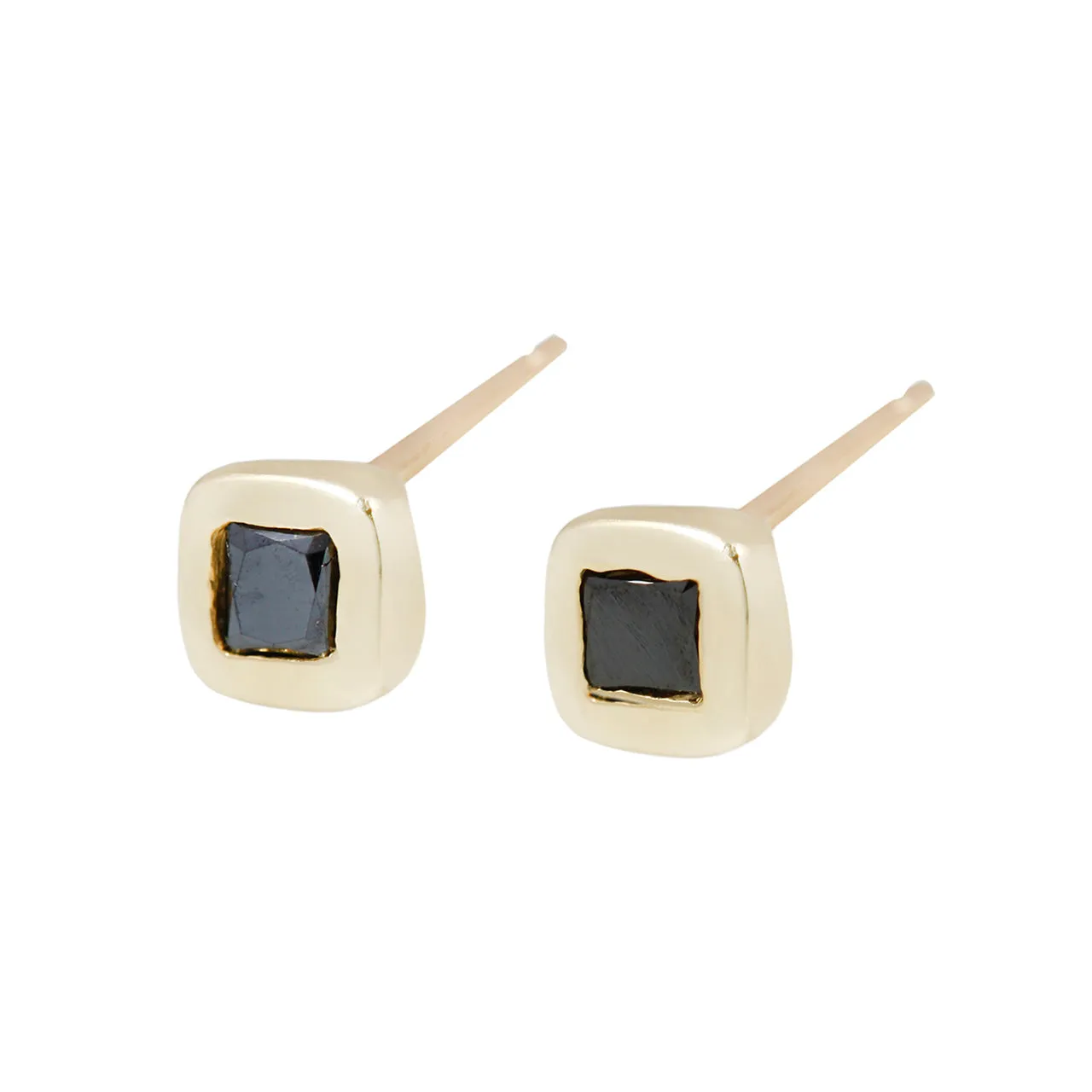 Bezel black diamons studs