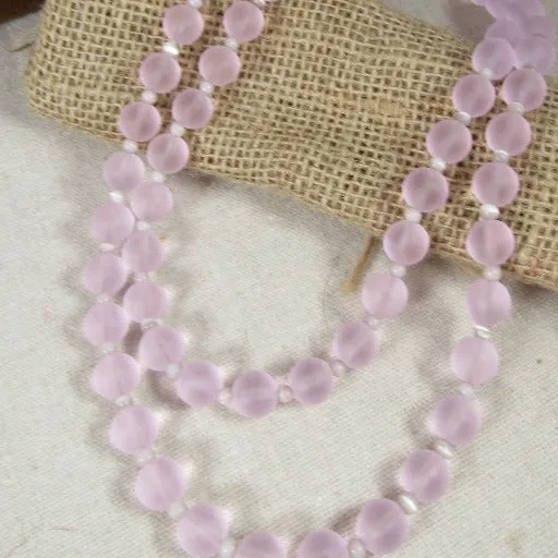 Blossom Pink Double Strand Sea Glass Necklace