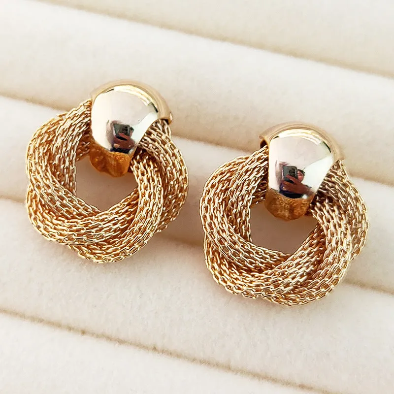 Braided Gold Dangle Earrings JLT12790