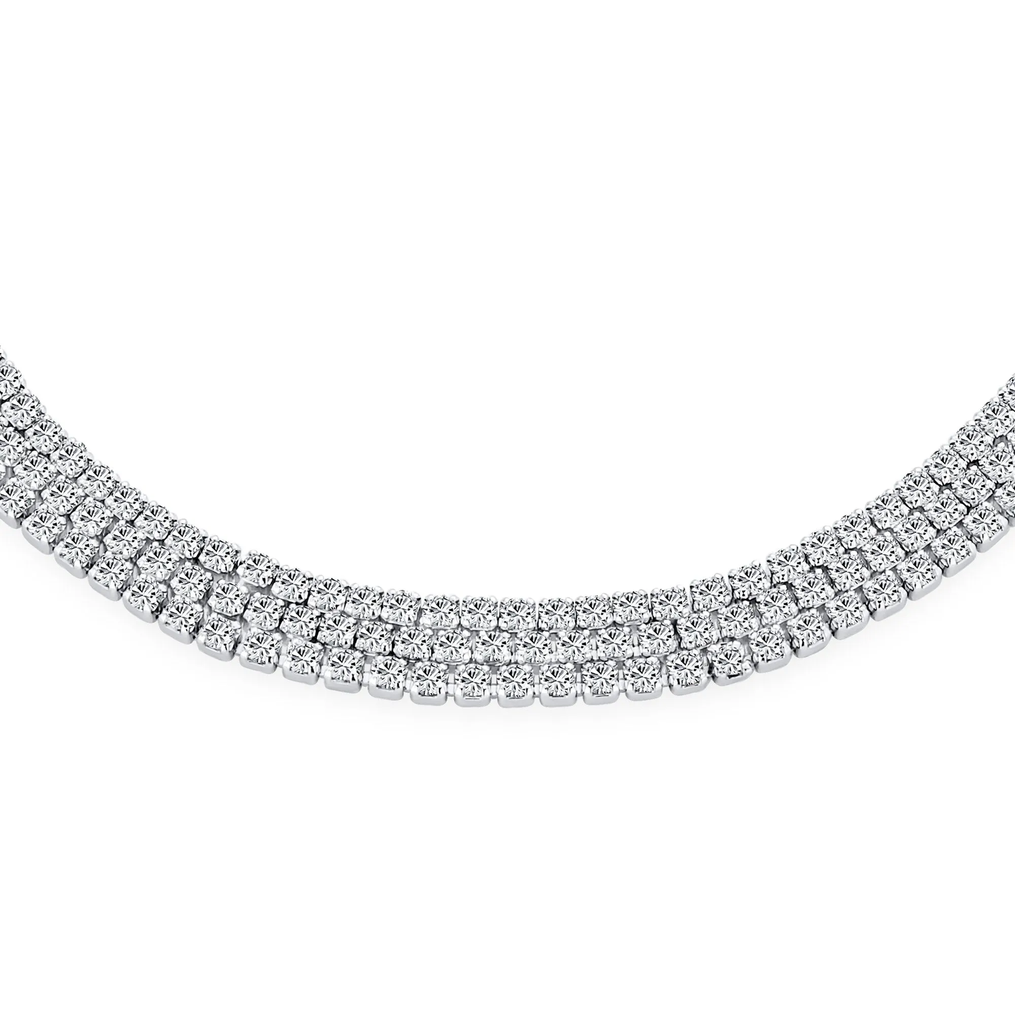 Bridal Triple Row CZ Slide Bolo Tennis Bracelet Silver Plated Prom Jewelry