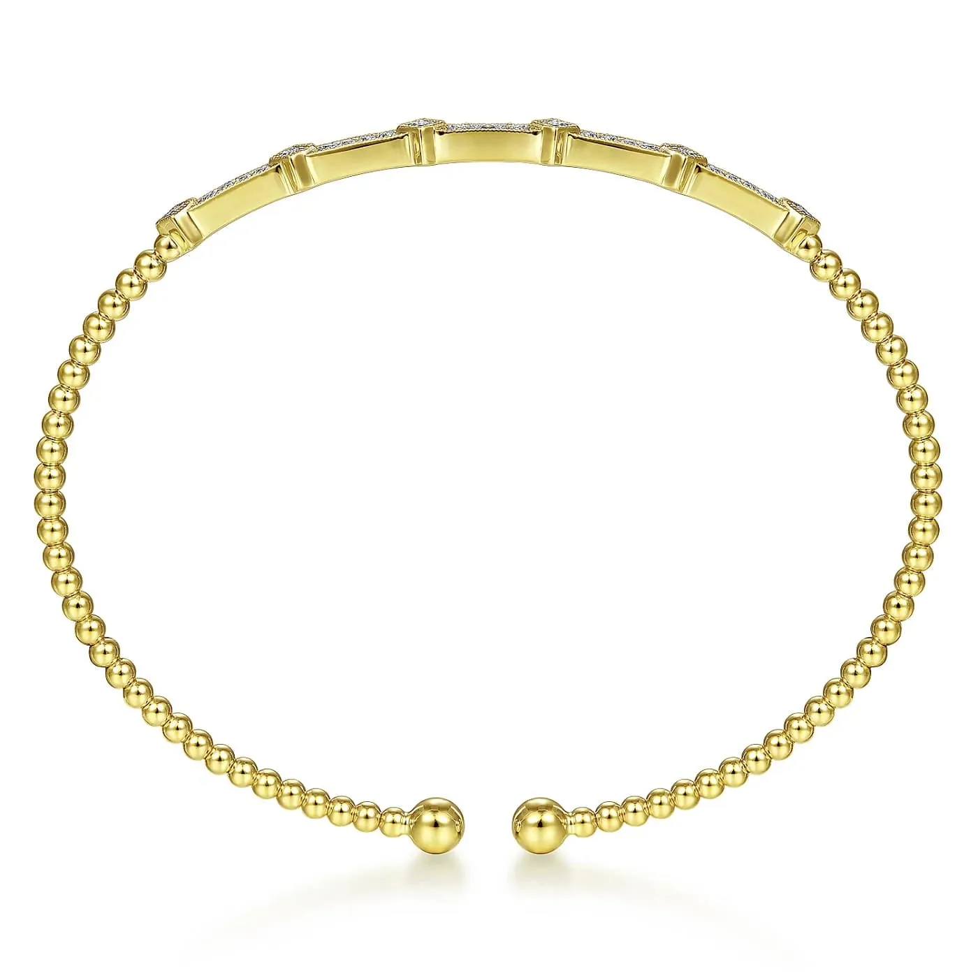 Bujukan Yellow Gold Diamond Open Cuff Bangle Bracelet, 0.20 cttw