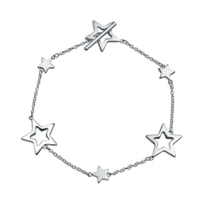 Celestial Chain Link Bracelet with Stars Sterling Silver Patriotic USA Design