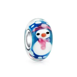 Christmas Charm Bead Snowman Murano Glass for European Bracelets