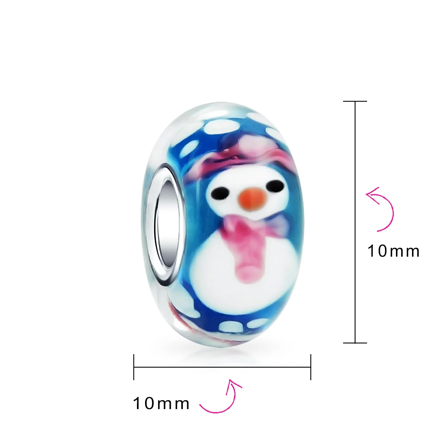 Christmas Charm Bead Snowman Murano Glass for European Bracelets