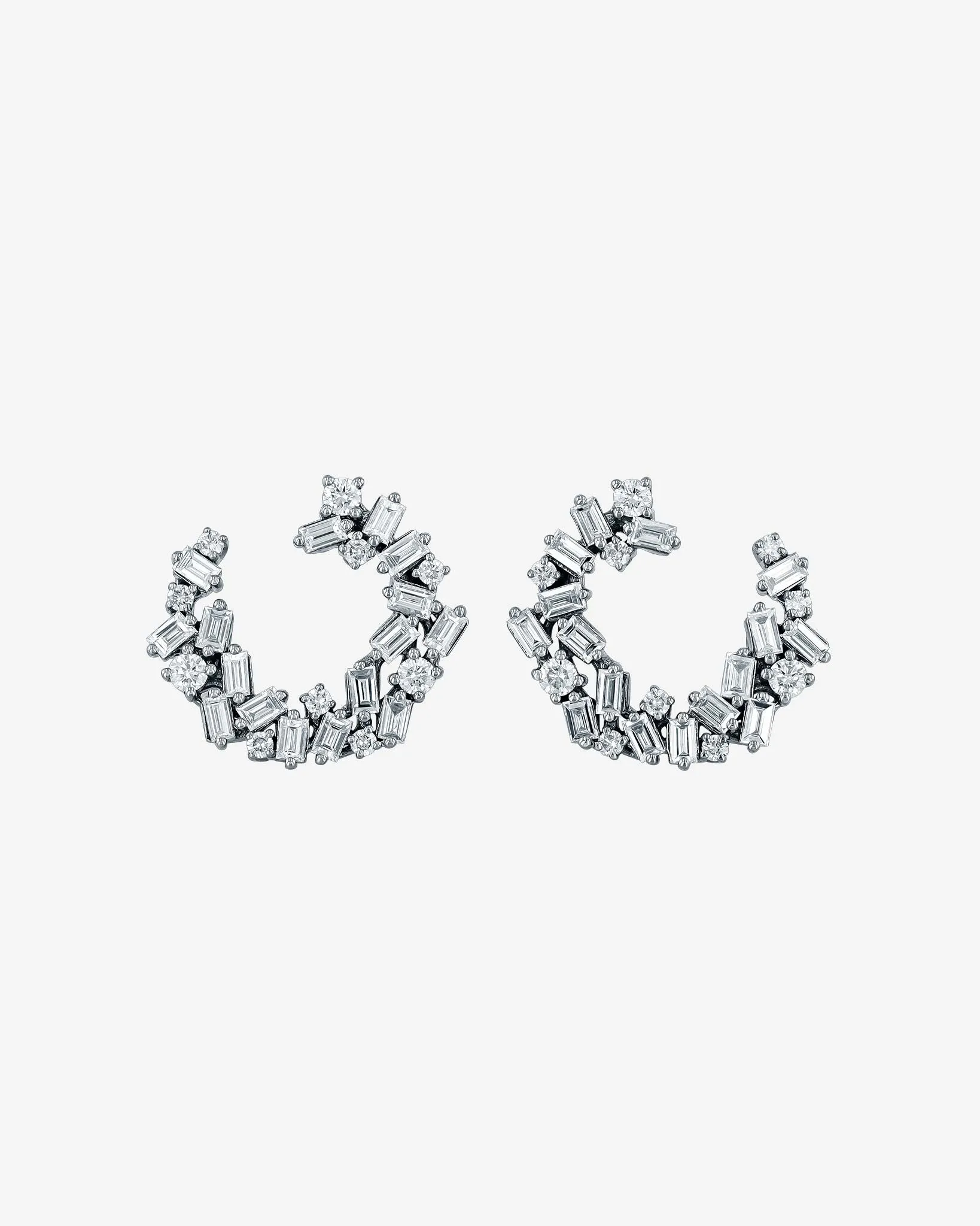 Classic Diamond Sideways Cluster Mini Hoops